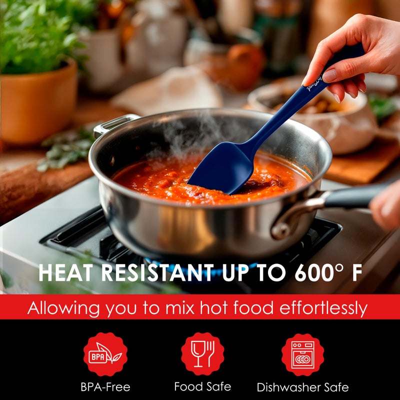 UpGood Silicone Spoon Spatula - 600ÂºF Heat-Resistant Non-Stick Rubber Spoonula | Use as Silicone Kitchen Scraper Utensil - Baking and Cooking Strong Stainless Steel Core | UpGood Kitchen Utensils, (Blue) - Image 4